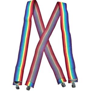 Rainbow Suspenders LGBTQ Pride Accessory Multicolor Mork Costume Vintage X-Style